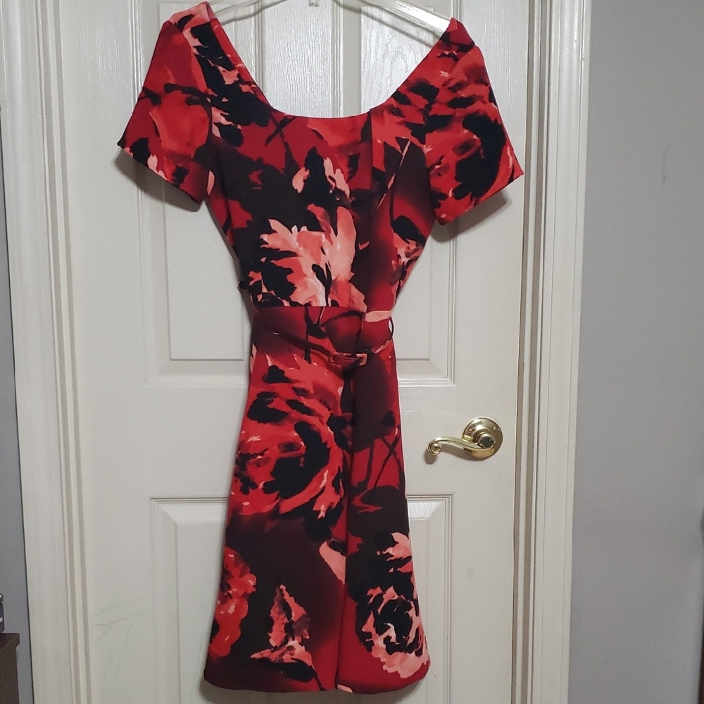 Floral Red Dress